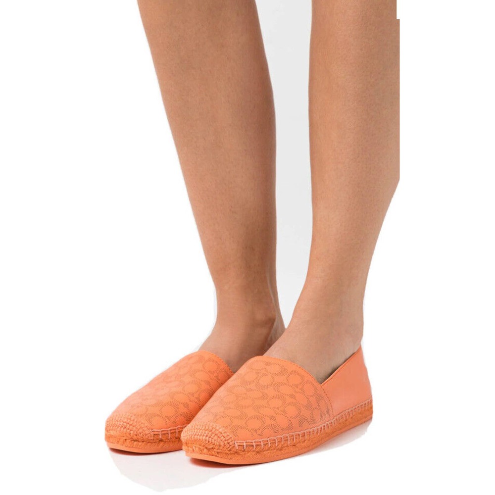 Coach Carley Leather Espadrilles Loafer Slip On Style C6763 Tangerine Sz 11